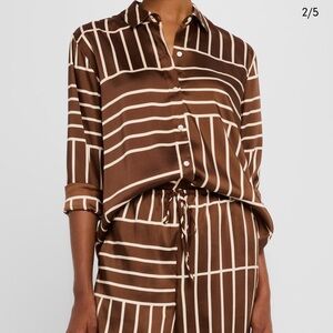 Rails line art elias satin button front shirt